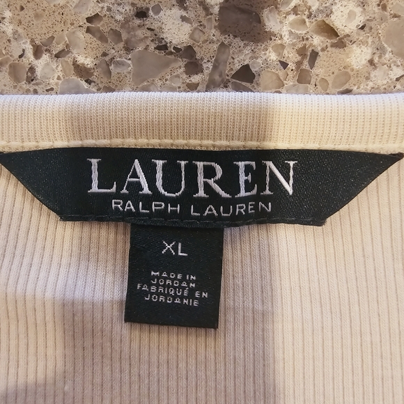 Lauren Ralph Lauren Cream Ribbed Long Sleeve Top w/Zipper Details Sz XL.C59 - Picture 3 of 12